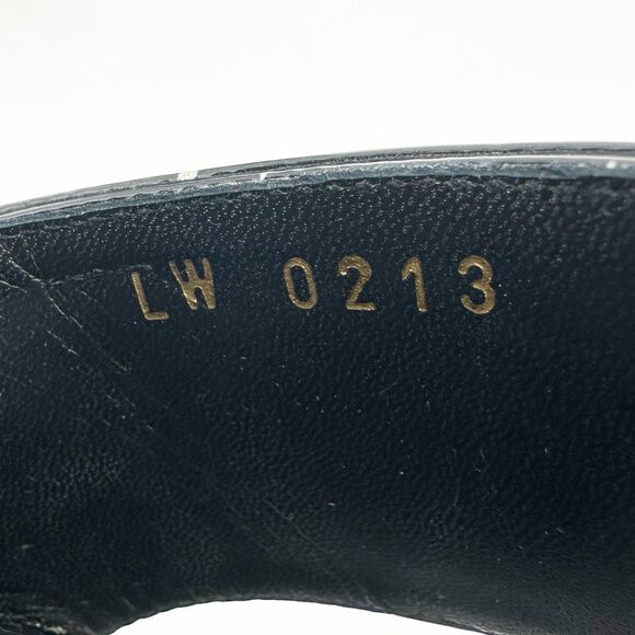 LOUIS VUITTON Shake Black LV Turnlock Block Heel Sandal Size 37.5 Printed Patent - Picture 11 of 12
